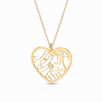 Hollow Map Necklace — Heart / 18K Gold Plated Base Sterling Silver