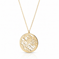 Hollow Map Necklace — Circle / 18K Gold Plated Base Sterling Silver