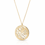 Hollow Map Necklace — Circle / 18K Gold Plated Base Sterling Silver