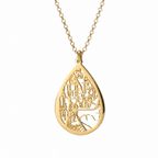 Hollow Map Necklace — Small Drop / 18K Gold Plated Base Stainless Steel