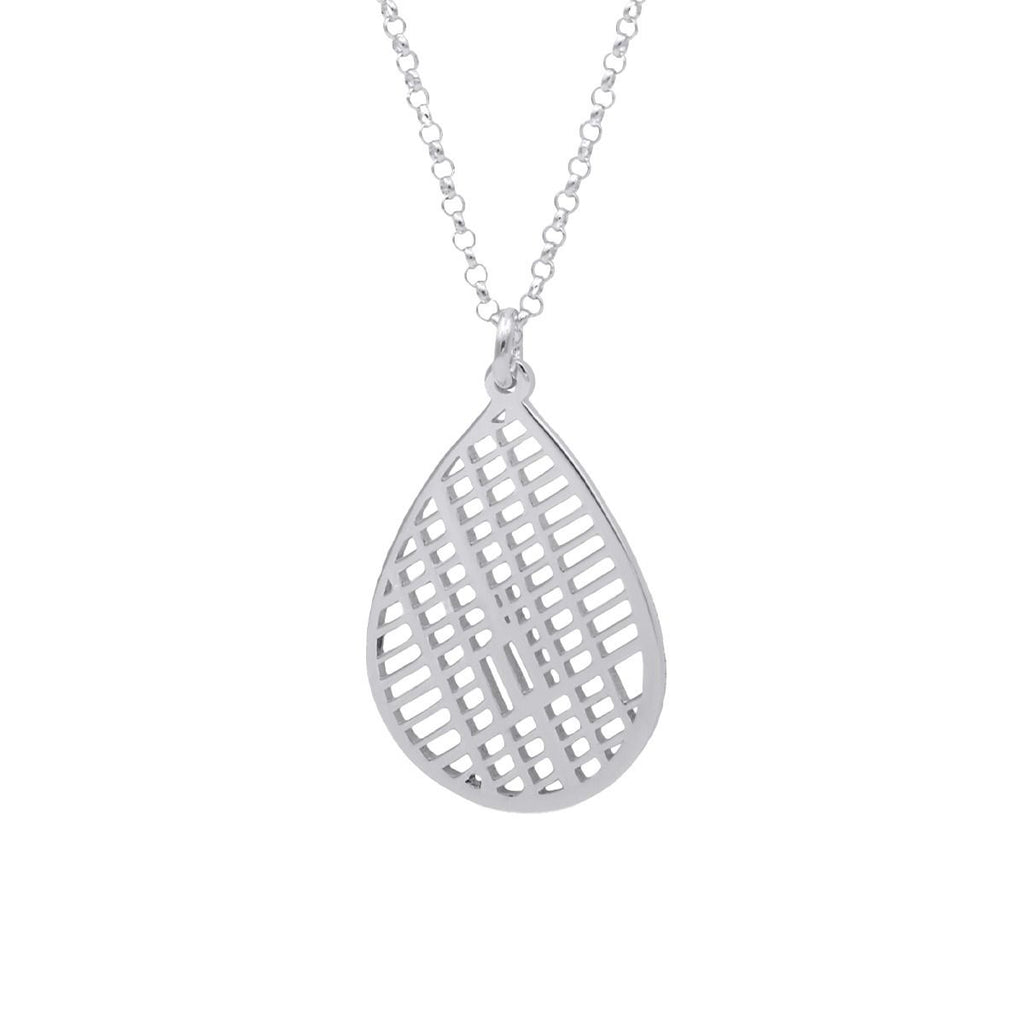 Hollow Map Necklace — Small Drop / Sterling Silver
