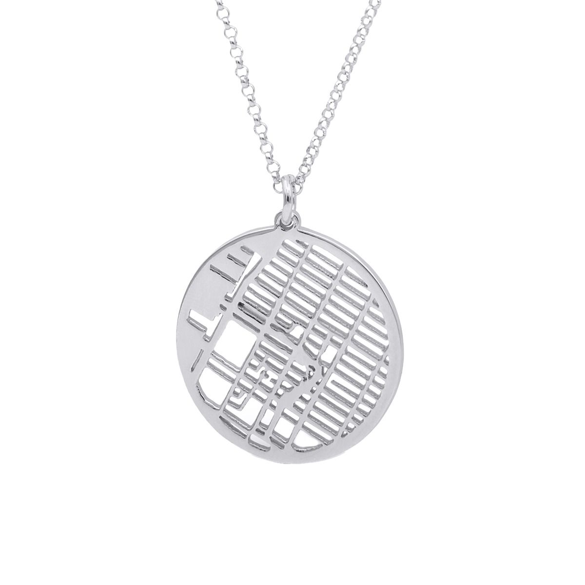 Hollow Map Necklace — Circle / Stainless Steel