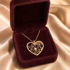 Hollow Map Necklace — Heart / 18K Gold Plated Base Stainless Steel