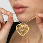 Hollow Map Necklace — Heart / 18K Gold Plated Base Stainless Steel