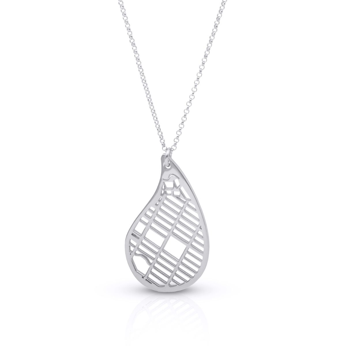 Hollow Map Necklace — Large Drop / Stainless Steel