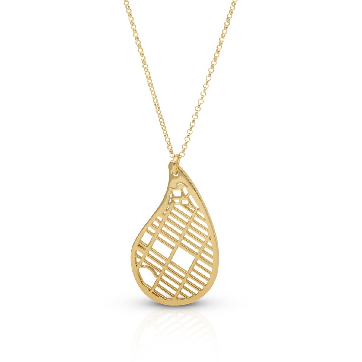 Hollow Map Necklace — Large Drop / 18K Gold Plated Base Stainless Steel
