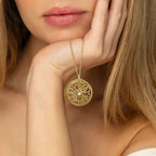 Hollow Map Necklace — Circle / 18K Gold Plated Base Sterling Silver