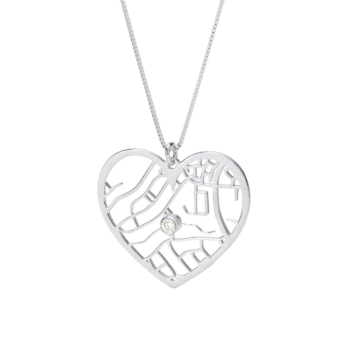 Hollow Map Necklace — Heart / Stainless Steel